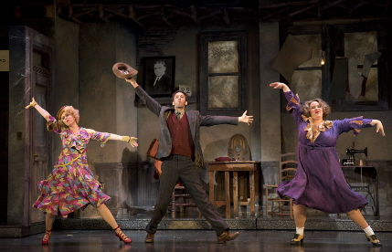 Lucy Werner, Garrett Deagon and Lynn Andrews cavort on "Easy Street" / Photo by Joan Marcus