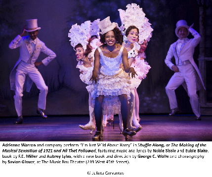 Adrienne Warren and company perform “I’m Just Wild About Harry” in Shuffle Along, or The Making of the Musical Sensation of 1921 and All That Followed, featuring music and lyrics by Noble Sissle and Eubie Blake, book by F.E. Miller and Aubrey Lyles, with a new book and direction by George C. Wolfe and choreography by Savion Glover, at The Music Box Theatre (239 West 45th Street). © Julieta Cervantes